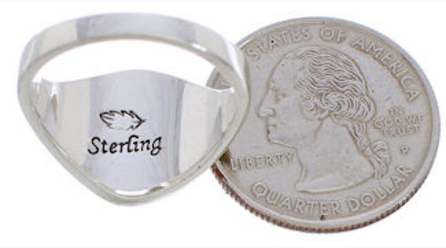 Silver Turquoise Multicolor Inlay Jewelry Ring Size 6-3/4 MX23435